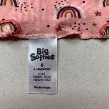 Load image into Gallery viewer, Girls Big Softies, pink cotton singlet top, rainbows, GUC, size 0,  