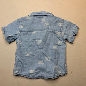 Boys Anko, chambray cotton short sleeve shirt, combi van, FUC, size 00,  