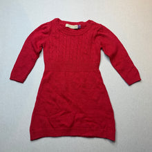 Load image into Gallery viewer, Girls Lily &amp; Dan, red knitted cotton long sleeve dress, EUC, size 0, L: 39cm