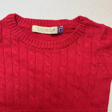 Load image into Gallery viewer, Girls Lily &amp; Dan, red knitted cotton long sleeve dress, EUC, size 0, L: 39cm