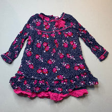 Load image into Gallery viewer, Girls Lucie &amp; Marc, lined floral long sleeve dress, wash fade, FUC, size 1, L: 42cm
