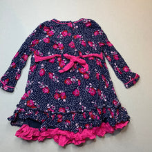 Load image into Gallery viewer, Girls Lucie &amp; Marc, lined floral long sleeve dress, wash fade, FUC, size 1, L: 42cm