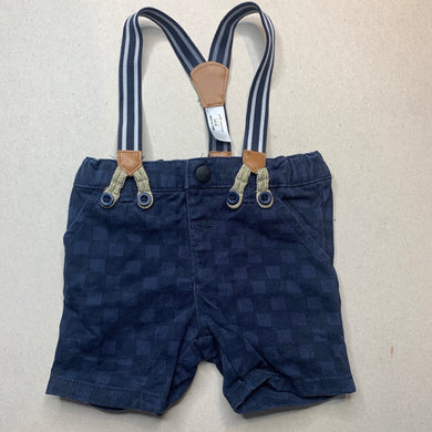 Boys Peter Morrissey, blue cotton shorts, adjustable, braces, GUC, size 00,  