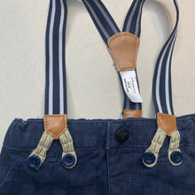 Load image into Gallery viewer, Boys Peter Morrissey, blue cotton shorts, adjustable, braces, GUC, size 00,  