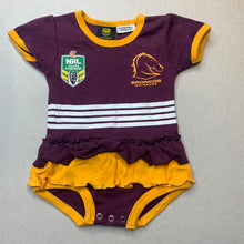 Load image into Gallery viewer, Girls NRL Official, Brisbane Broncos cotton romper, EUC, size 000,  