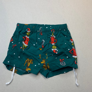 unisex Dr Seuss, The Grinch lightweight cotton pyjama shorts, EUC, size 00,  