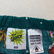 Load image into Gallery viewer, unisex Dr Seuss, The Grinch lightweight cotton pyjama shorts, EUC, size 00,  