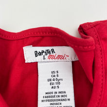 Load image into Gallery viewer, Girls Bopster &amp; Mini, red stretchy t-shirt / top, small marks on sleeve, FUC, size 5,  