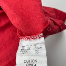 Load image into Gallery viewer, Boys Fun Spirit, red cotton t-shirt / top, GUC, size 4,  