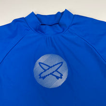Load image into Gallery viewer, Boys Wave Zone, blue short sleeve rashie / swim top, GUC, size 10,  
