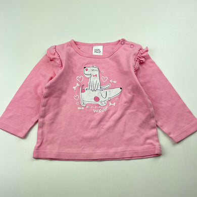 Girls Ollie's Place, pink cotton long sleeve top, dogs, FUC, size 1,  