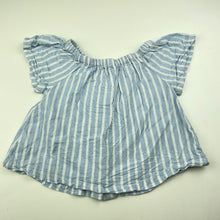 Load image into Gallery viewer, Girls KID, blue stripe linen blend summer top, FUC, size 4,  