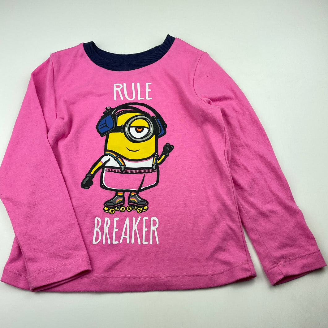 Girls Minions, Rise of Gru long sleeve pyjama top, FUC, size 5,  