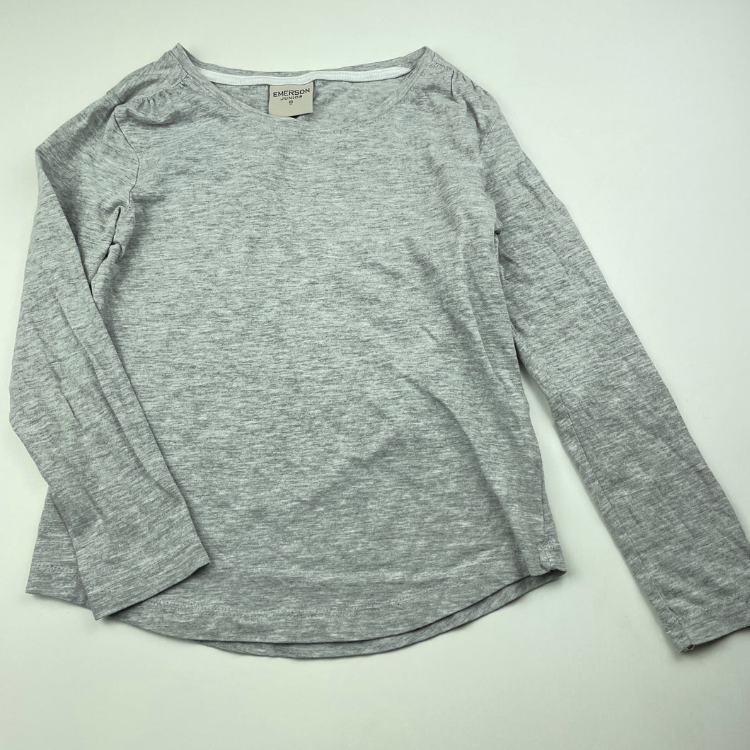 Girls Emerson, grey marle long sleeve t-shirt / top, EUC, size 8,  