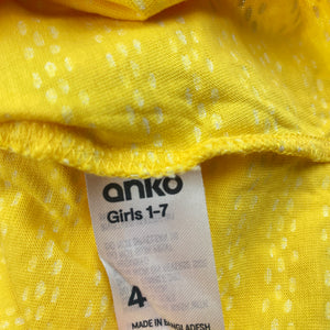 Girls Anko, yellow cotton summer top, EUC, size 4,  