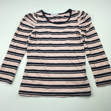 Girls Charlie & Me, pink & navy stripe cotton long sleeve top, GUC, size 8,  