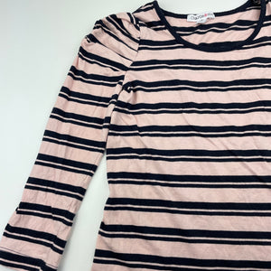 Girls Charlie & Me, pink & navy stripe cotton long sleeve top, GUC, size 8,  
