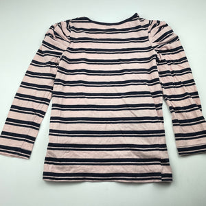 Girls Charlie & Me, pink & navy stripe cotton long sleeve top, GUC, size 8,  