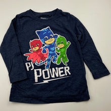 Load image into Gallery viewer, unisex PJ Masks, navy marle long sleeve top, EUC, size 3,  