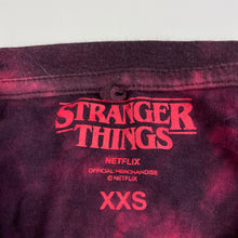 Load image into Gallery viewer, Girls Stranger Things, tie dyed cotton t-shirt / top, Sz: XXS, armpit to armpit: 42cm, GUC, size 14-16,  