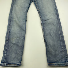 Load image into Gallery viewer, Boys H&amp;M, blue stretch denim jeans, adjustable, Inside leg: 56cm, marks front &amp; back right leg, FUC, size 8,  