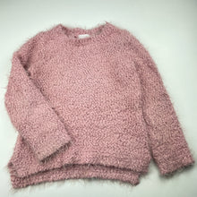 Load image into Gallery viewer, Girls Pumpkin Patch, pink fluffy knitted sweater / jumper, FUC, size 7-8,  