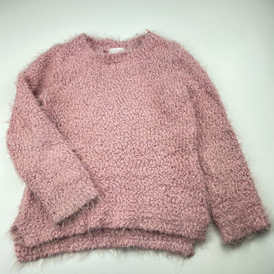 Girls Pumpkin Patch, pink fluffy knitted sweater / jumper, FUC, size 7-8,  