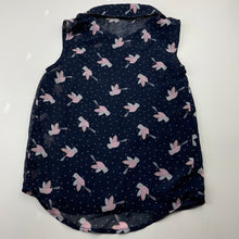 Load image into Gallery viewer, Girls Anko, navy dual layer top, birds, EUC, size 6,  