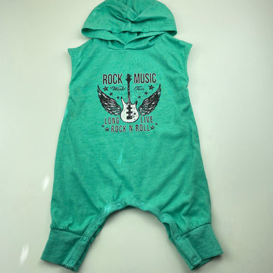 Boys Baby Berry, lightweight hooded romper, EUC, size 00,  