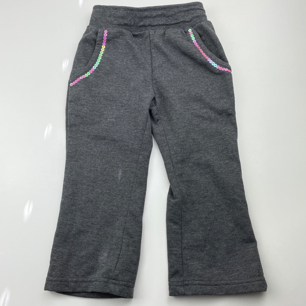 Girls H&T, grey marle casual pants, elasticated, Inside leg: 31.5cm, GUC, size 2,  