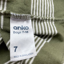 Load image into Gallery viewer, Boys Anko, khaki stripe cotton t-shirt / top, EUC, size 7,  