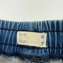 Load image into Gallery viewer, Boys Target, stretch knit denim pants, elasticated, Inside leg: 52cm, EUC, size 7,  
