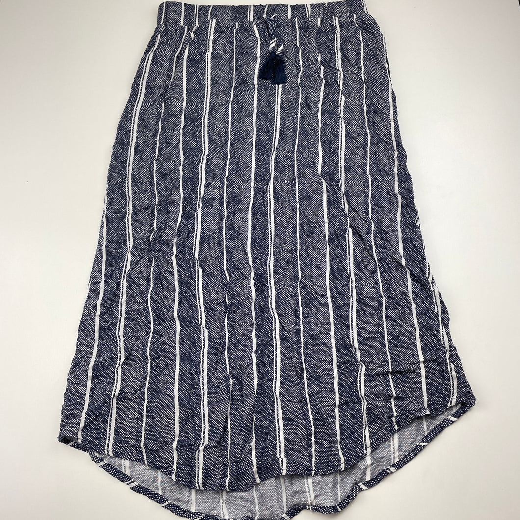 Girls Anko, navy & white lightweight skirt, elasticated, L: 68cm, GUC, size 12,  