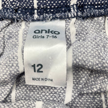 Load image into Gallery viewer, Girls Anko, navy &amp; white lightweight skirt, elasticated, L: 68cm, GUC, size 12,  