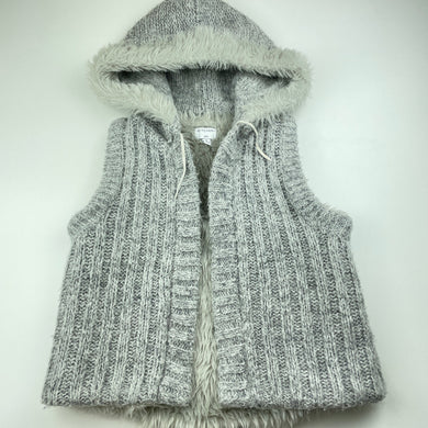 Girls Witchery, faux fur lined wool blend hooded vest / sweater, GUC, size 5,  