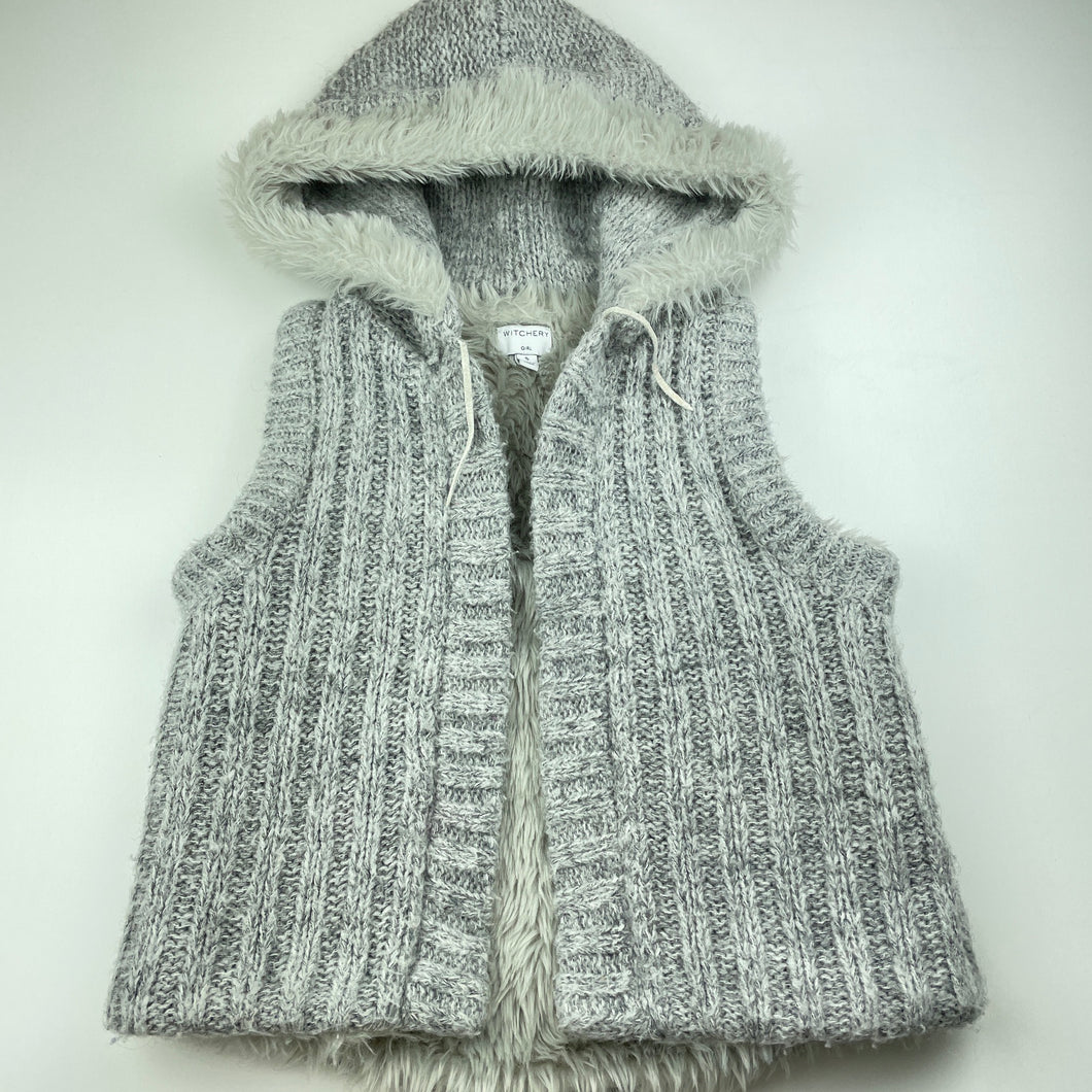 Girls Witchery, faux fur lined wool blend hooded vest / sweater, GUC, size 5,  