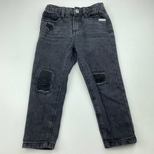 Load image into Gallery viewer, Boys Cotton On, black distressed denim jeans, adjustable, Inside leg: 35.5cm, GUC, size 3,  