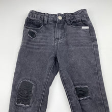 Load image into Gallery viewer, Boys Cotton On, black distressed denim jeans, adjustable, Inside leg: 35.5cm, GUC, size 3,  