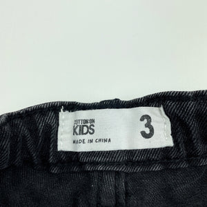 Boys Cotton On, black distressed denim jeans, adjustable, Inside leg: 35.5cm, GUC, size 3,  