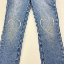 Load image into Gallery viewer, Girls Kids &amp; Co, blue stretch denim pants, elasticated, Inside leg: 42.5cm, FUC, size 4,  