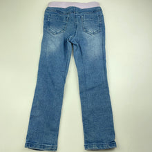 Load image into Gallery viewer, Girls Kids &amp; Co, blue stretch denim pants, elasticated, Inside leg: 42.5cm, FUC, size 4,  