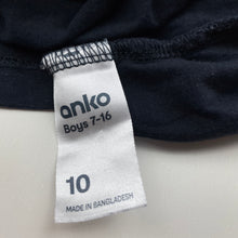 Load image into Gallery viewer, Boys Anko, navy cotton t-shirt / top, GUC, size 10,  
