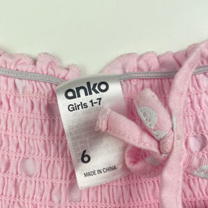 Girls Anko, pink & white cotton summer top, GUC, size 6,  