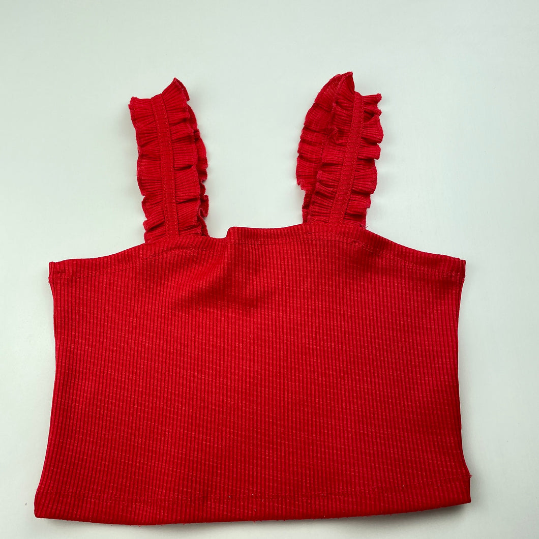 Girls KID, red ribbed summer top, GUC, size 8,  
