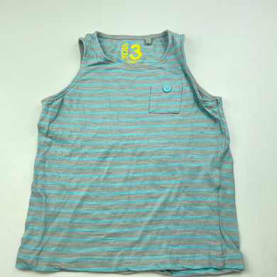 Boys Cotton On, blue & grey stripe singlet top, GUC, size 3,  