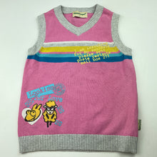 Load image into Gallery viewer, Girls Happy Dragon, knitted vest / sleeveless sweater, armpit to armpit: 30cm, no size, EUC, size 5-6,  