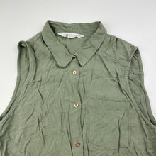 Load image into Gallery viewer, Girls H&amp;M, khaki viscose tie front top, EUC, size 12,  