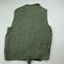 Load image into Gallery viewer, Girls H&amp;M, khaki viscose tie front top, EUC, size 12,  