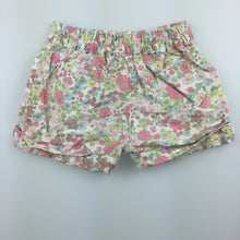 Load image into Gallery viewer, Girls Mothercare, pretty floral lightweight cotton shorts, GUC, size 00
