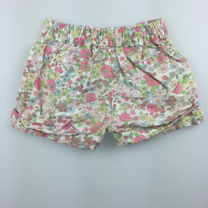 Girls Mothercare, pretty floral lightweight cotton shorts, GUC, size 00
